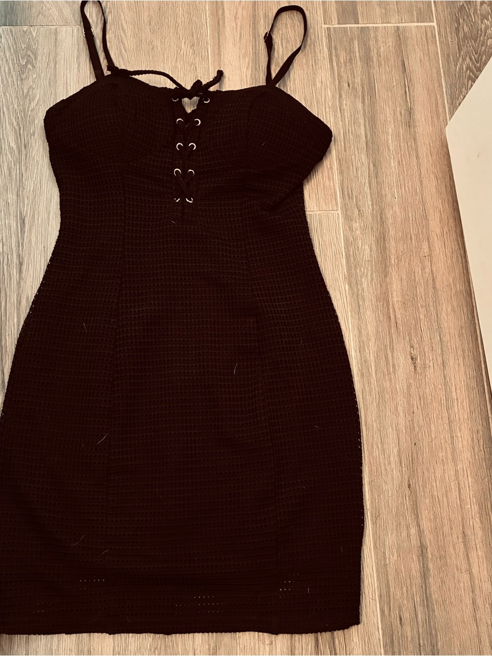 Bebe Sexy Back Lace-Up Waffle Knit Women's Mini Dress Sz XS